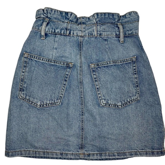 Divided Paper Bag Mini Blue Hi-Waisted Skirt Women's Light Wash Denim 4 - Picture 2 of 4